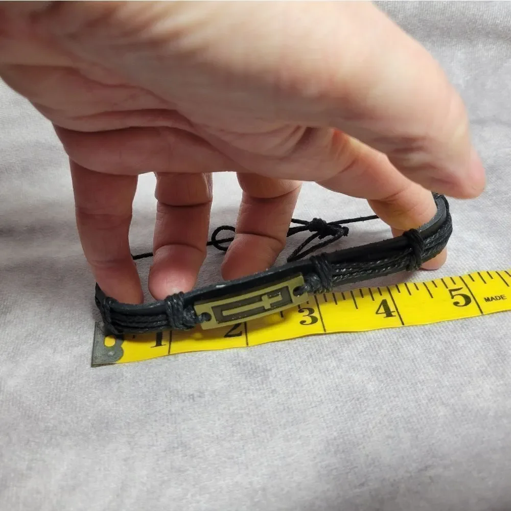 Black Genuine Leather and Dualtone Adjustable Bracelets - Picture 10 of 16